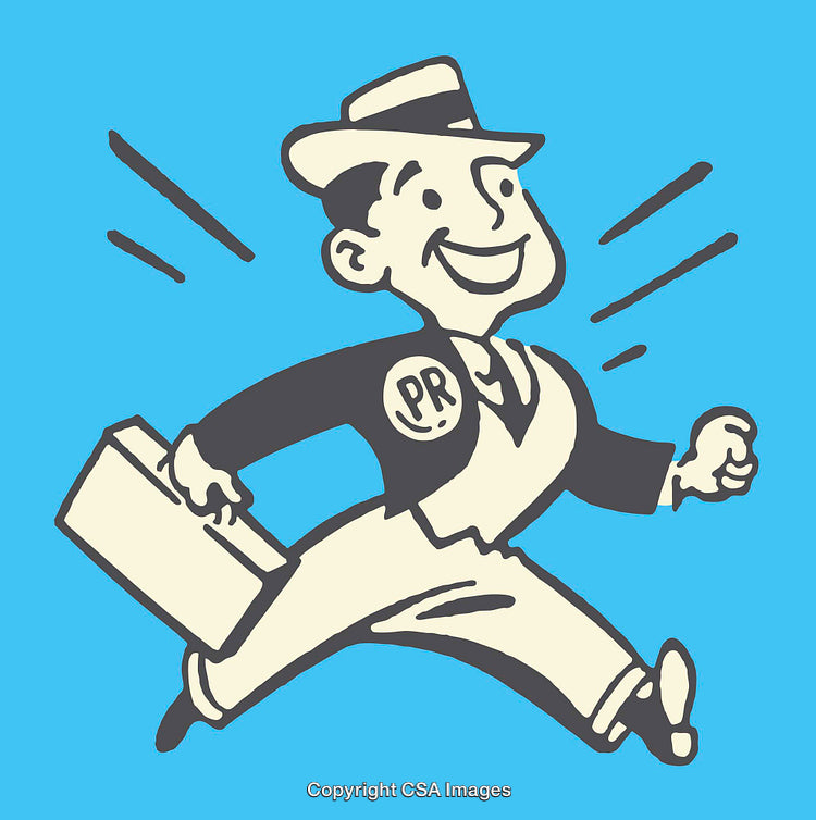 Retro Style Illustration of Happy Businessman Running With Briefcase