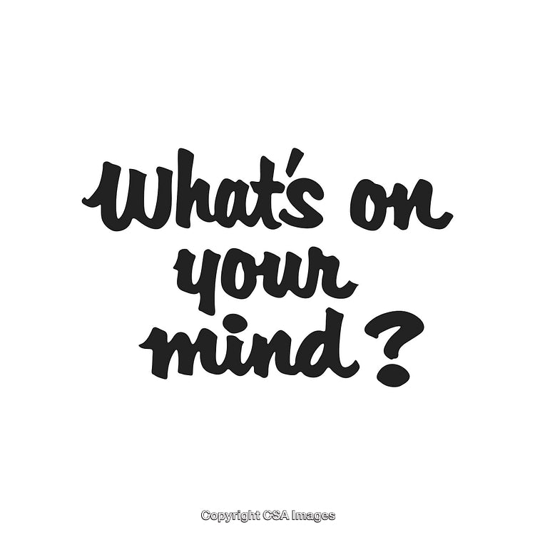 Bold Hand-Drawn Text Asking 'What's On Your Mind?' on White Background
