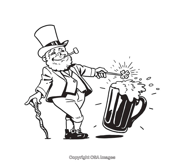 Vintage Illustration of a Cheerful Gentleman and a Foam-Topped Beer Mug