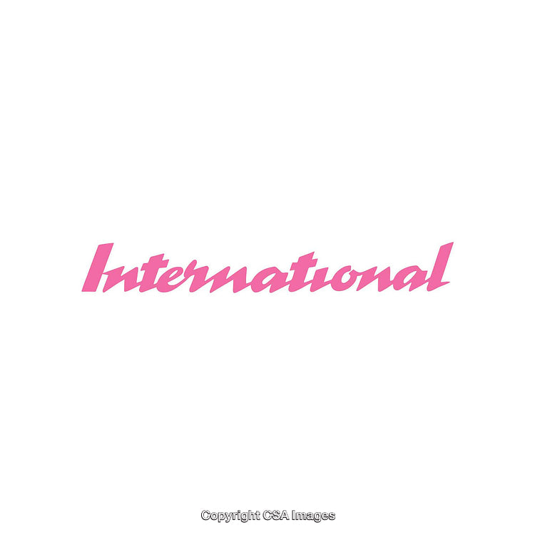 Stylized Pink 'International' Text on a White Background