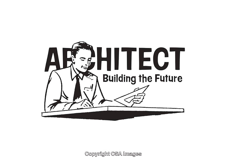 Black and White Architectural Illustration Featuring Retro Style and Professional Motif