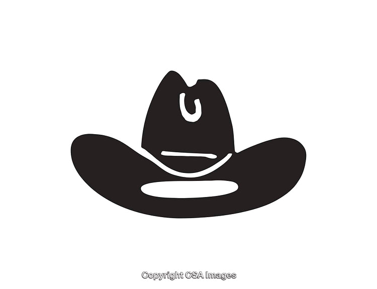 Black And White Illustration of a Cowboy Hat in Minimalist Style