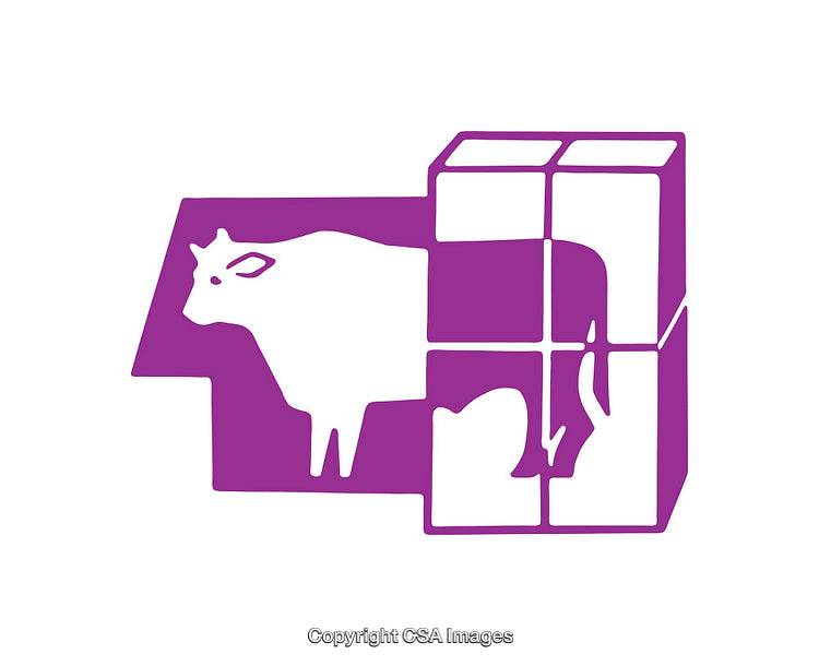 Illustration of a Stylized Cow Silhouette in a Geometric Design