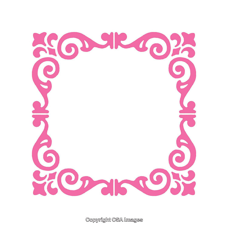 Bright Pink Ornamental Frame Design With Floral and Swirl Embellishments