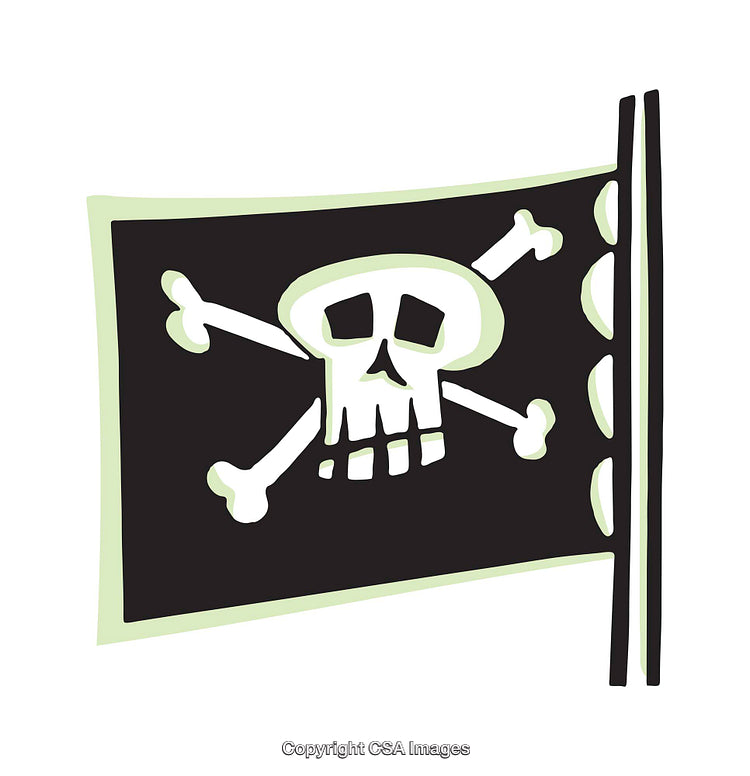 Colorful Illustration of a Pirate Flag with Skull and Crossbones Design