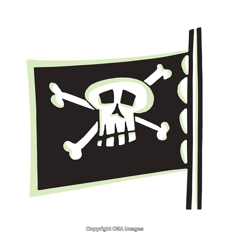 Colorful Illustration of a Pirate Flag with Skull and Crossbones Design