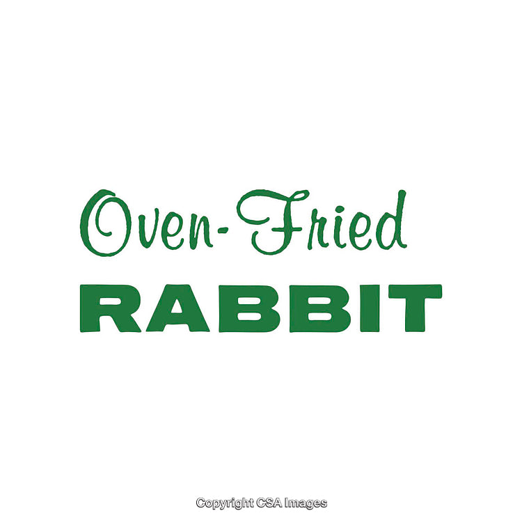 Stylized Typography Design Featuring "Oven-Fried Rabbit" Text in Green