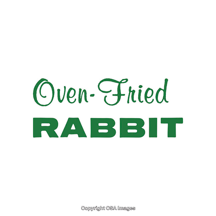 Stylized Typography Design Featuring "Oven-Fried Rabbit" Text in Green