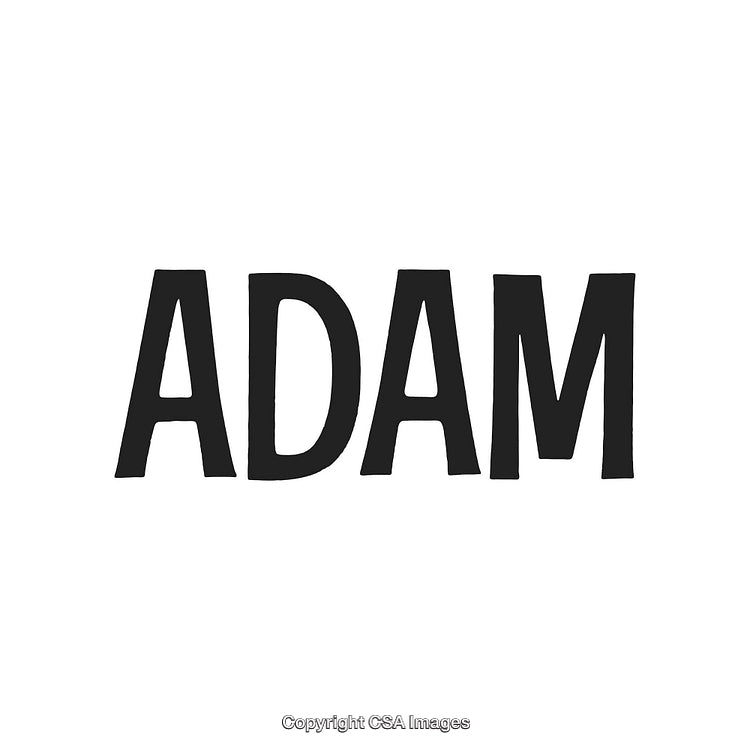 Bold Monochrome Text Illustration Depicting the Name 'Adam' on a White Background