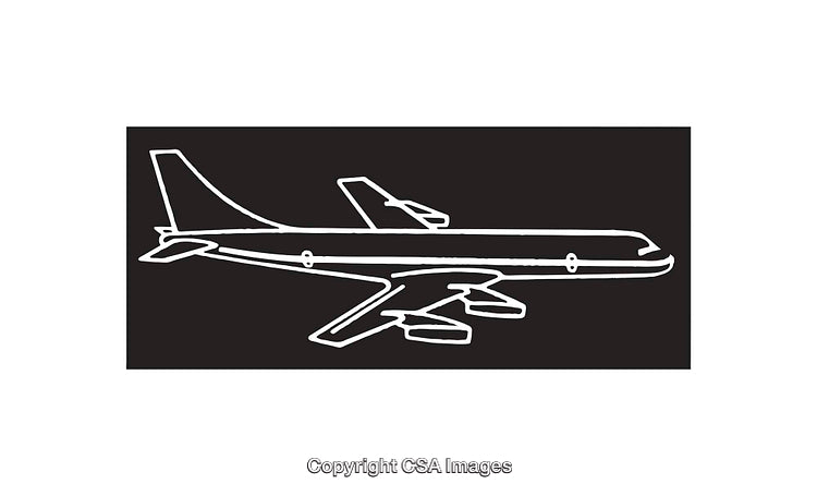 Simple Black and White Sketch of an Airplane Icon