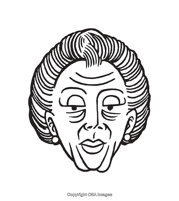 Black And White Line Art Portrait of an Elderly Individual with Unique Expression