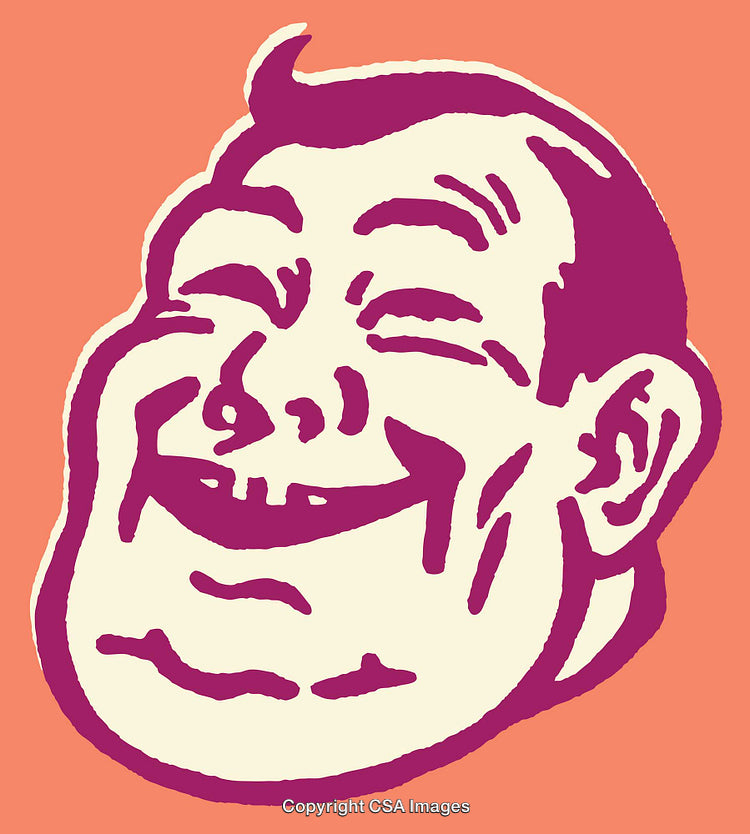 Vibrant Retro Style Illustrated Smiling Face with Bold Colors