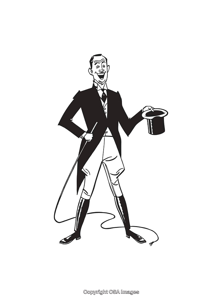 Vintage Ringmaster Artwork Depicting Elegant Victorian Circus Performance