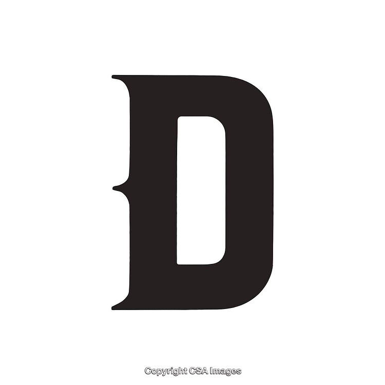 Stylized Black Letter D on a White Background