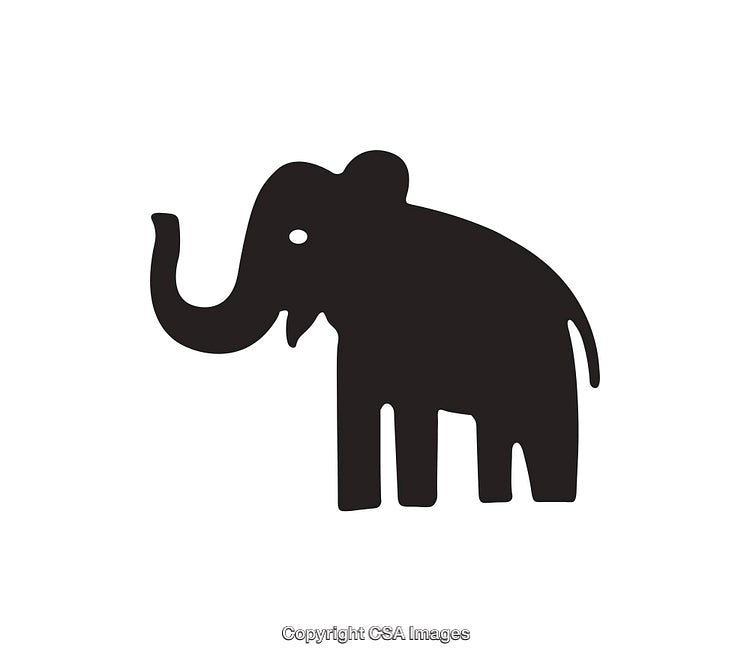 Minimalistic Black and White Elephant Icon Design on Plain Background