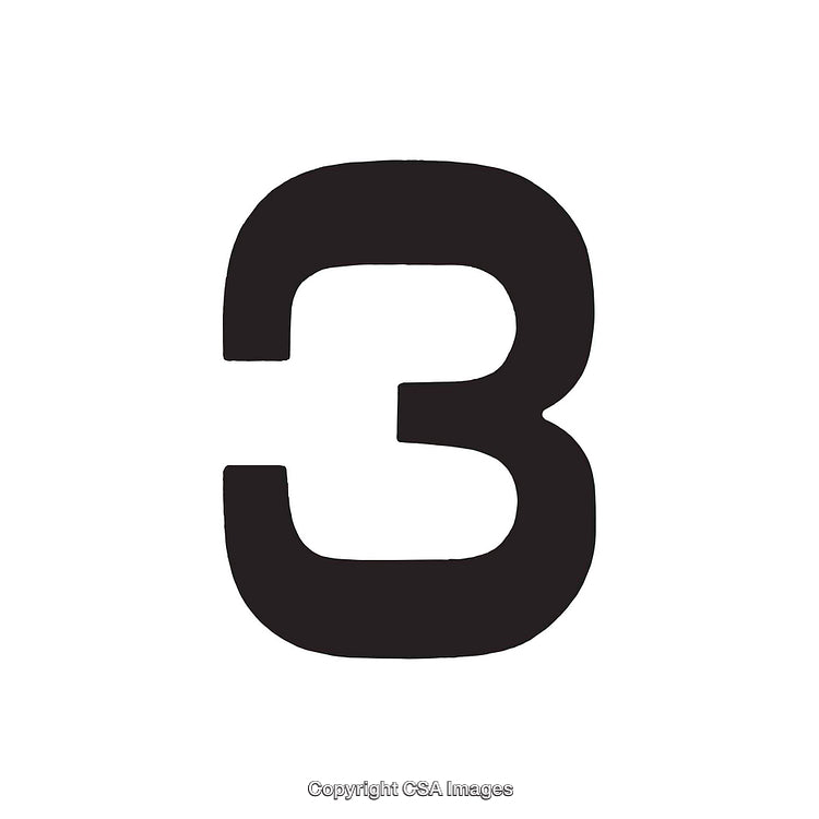 Bold Display of Number Three in Elegant Design on White Background