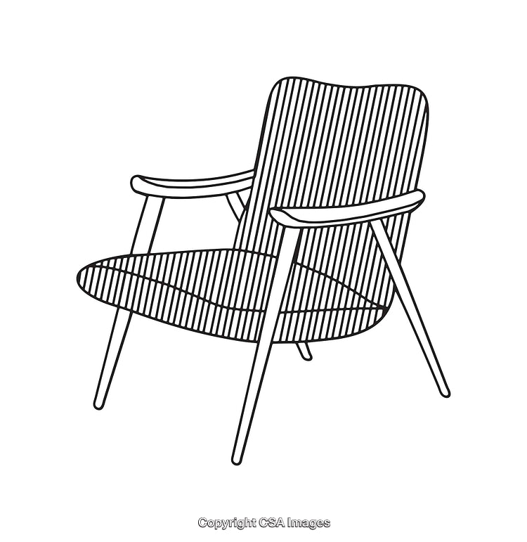 Minimalist Line Art Illustration of a Comfortable Modern Armchair