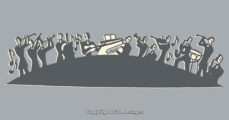 Abstract Line Art Illustrating a Musical Band in Performance