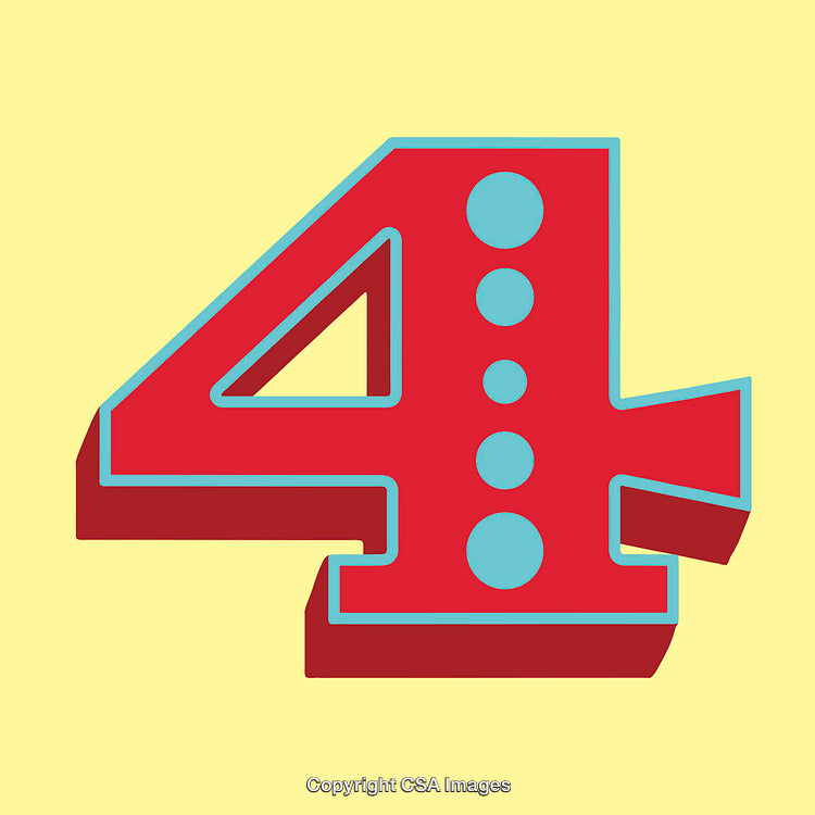 Vibrant Graphic Illustration of the Number Four with Retro Design