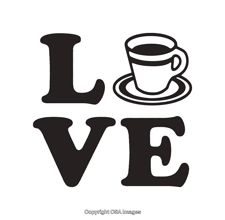 Creative Coffee Love Typography Art with Cup Illustration