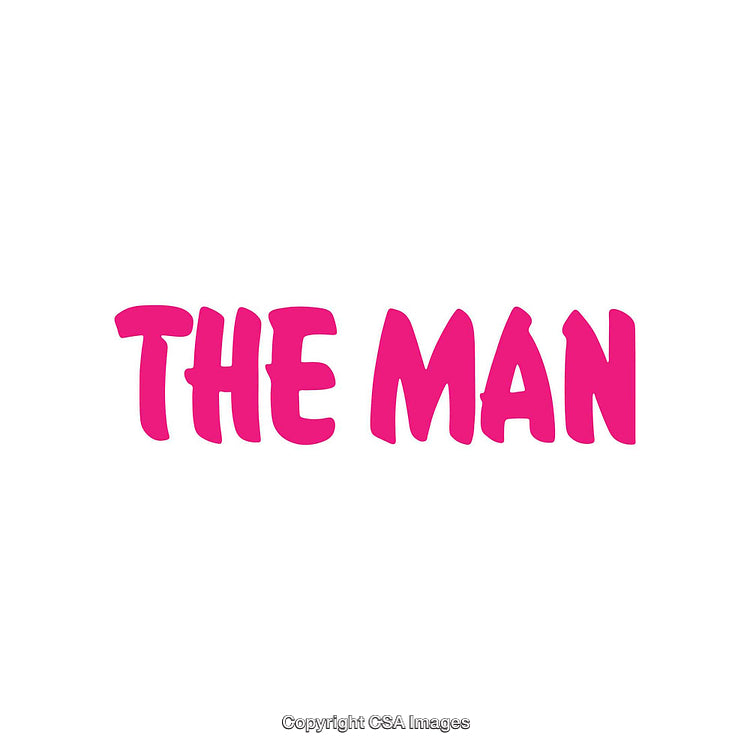 Bold Pink Text Featuring 'The Man' on White Background