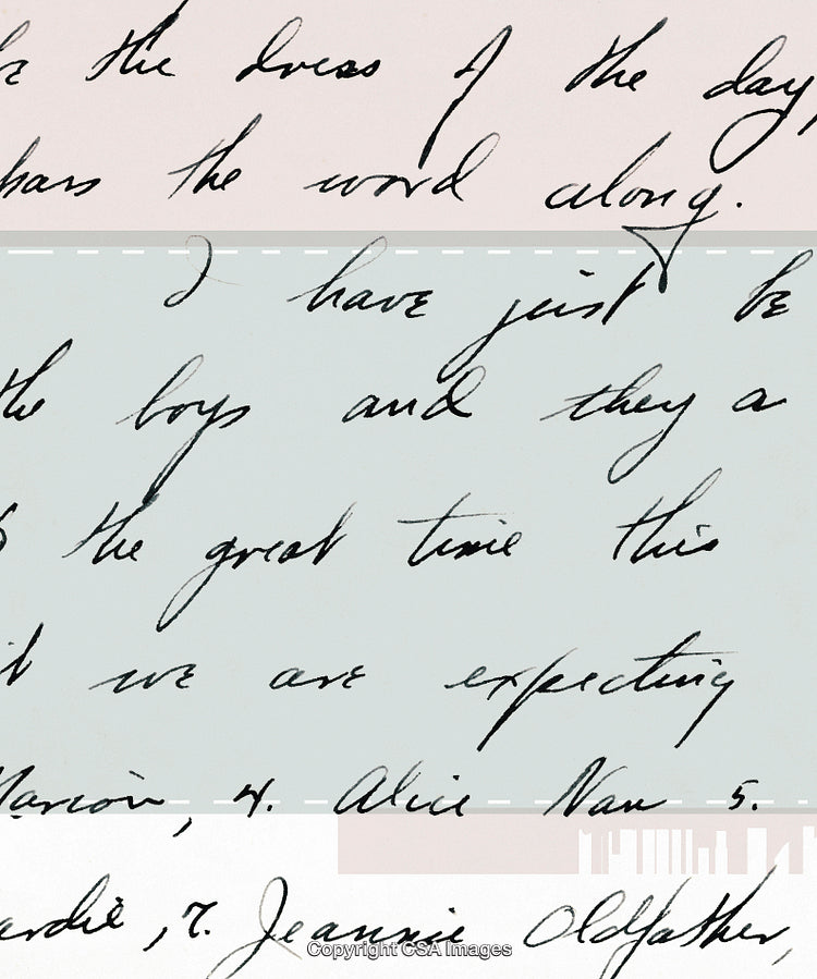 Close-Up of Cursive Handwritten Personal Letter on Pastel Background