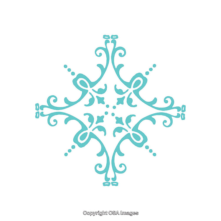 Ornamental Blue Decorative Pattern with Intricate Flourishes on White Background