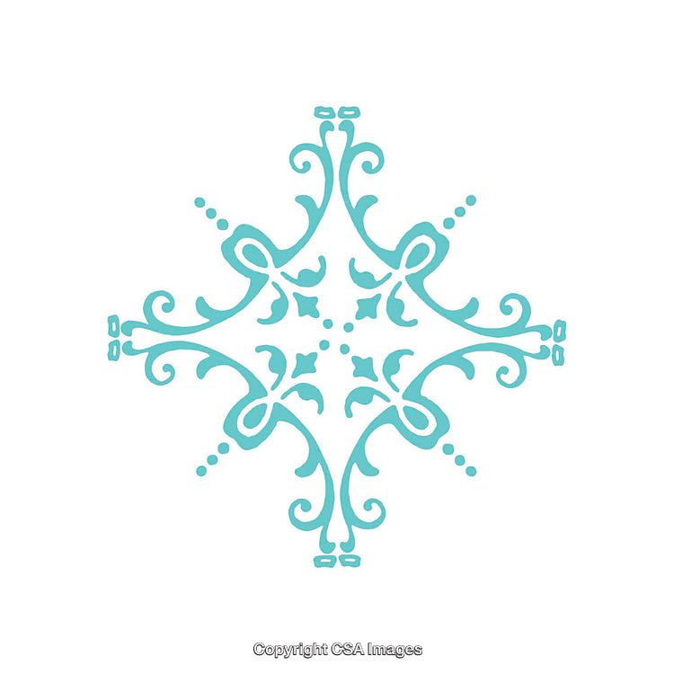 Ornamental Blue Decorative Pattern with Intricate Flourishes on White Background