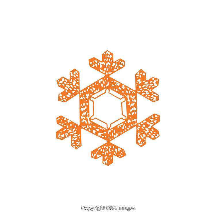 Orange Snowflake Shape with Hexagonal Center in Graphic Style