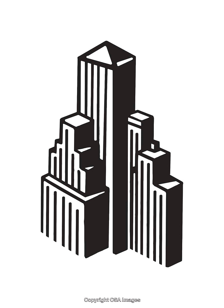 Abstract Black and White Line Art Of Skyscraper Buildings