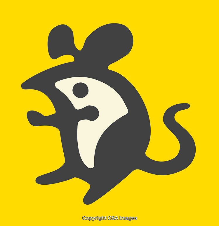 Stylized Cartoon Mouse Graphic on a Bright Yellow Background