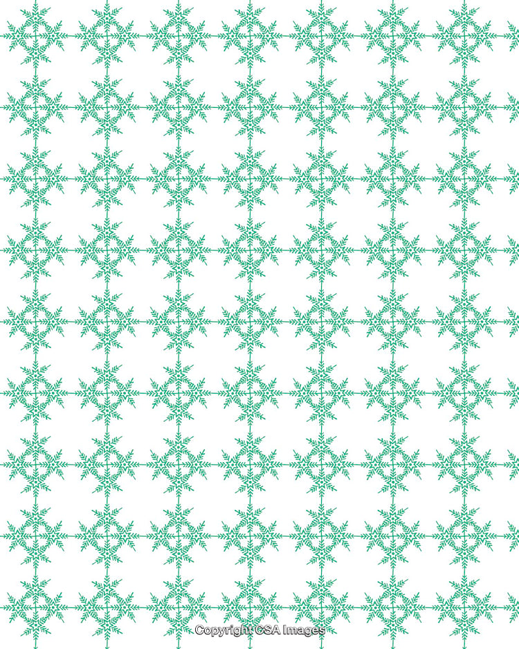 Green Snowflake Pattern on a White Background Repeating Beautifully