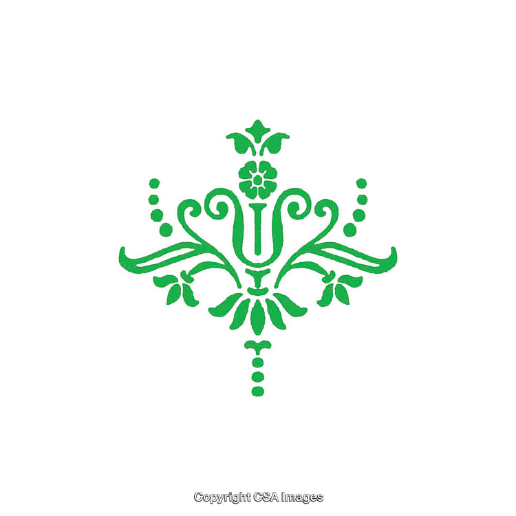 Ornate Green Flourish Decorative Design Element on a White Background