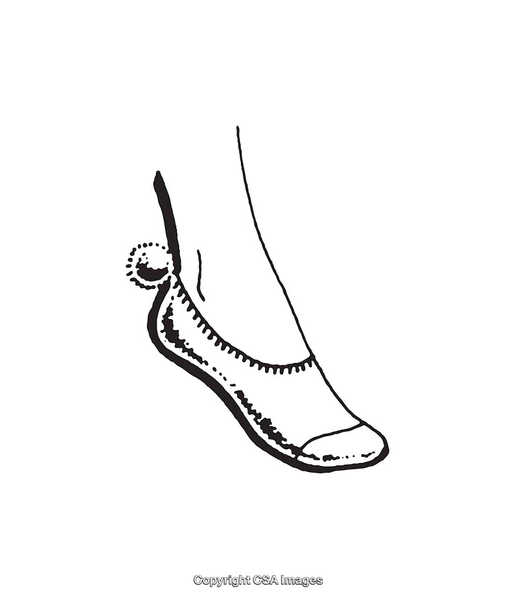 Minimalist Black and White Line Art of a Foot in a Sock