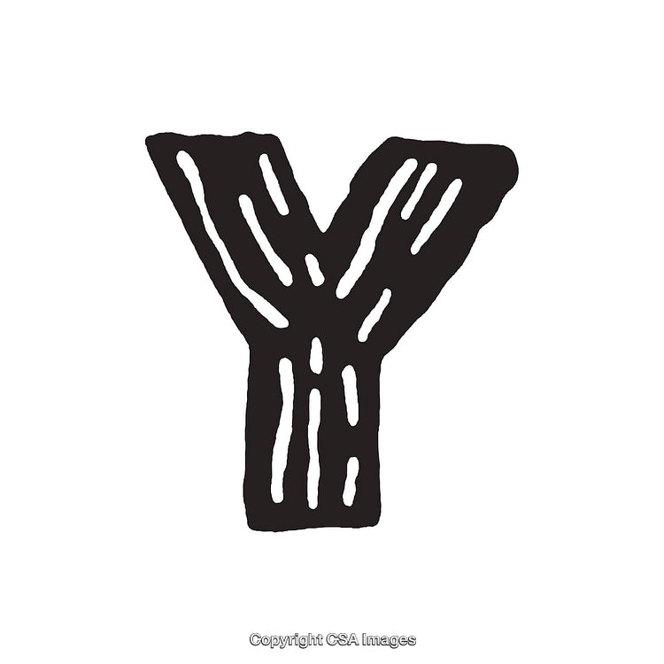 Hand-Drawn Letter Y With Textured Design on White Background