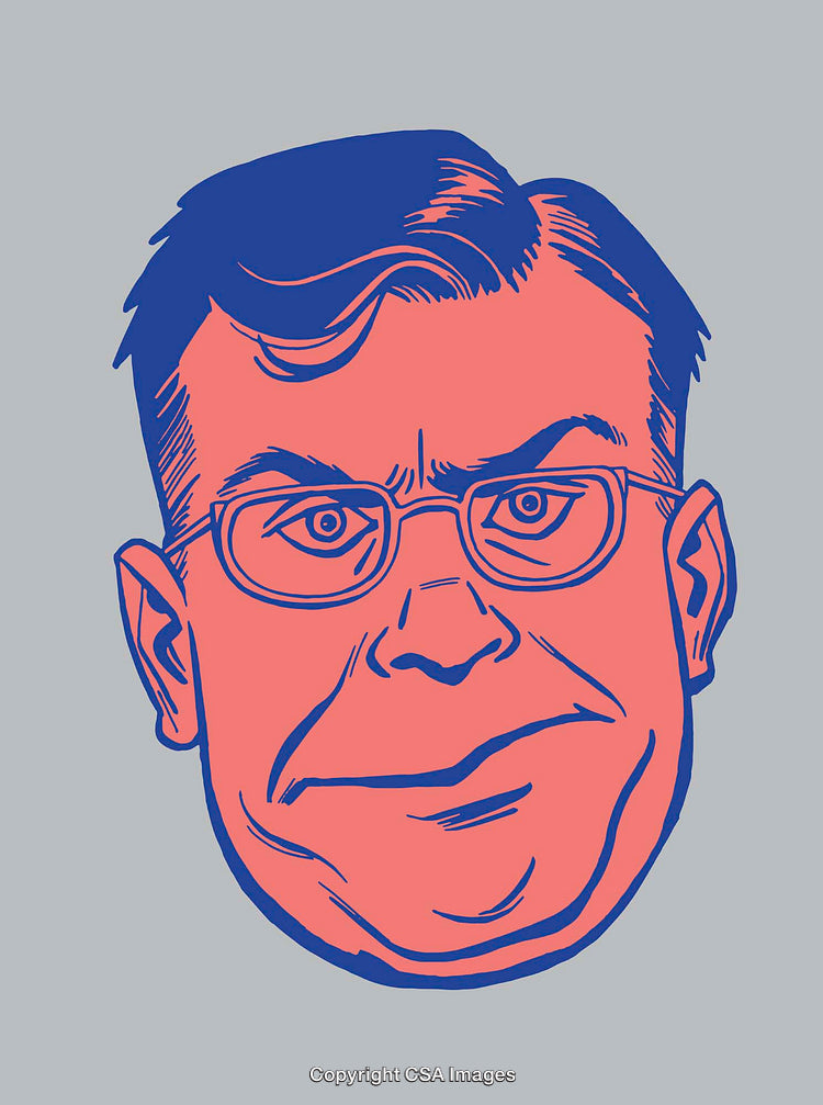 Colorful Line Art Illustration of a Cartoon Male Face on Gray Background