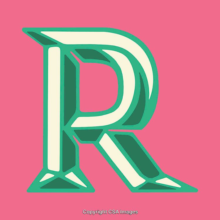 Stylized Letter R with Bright Colors and Bold Design