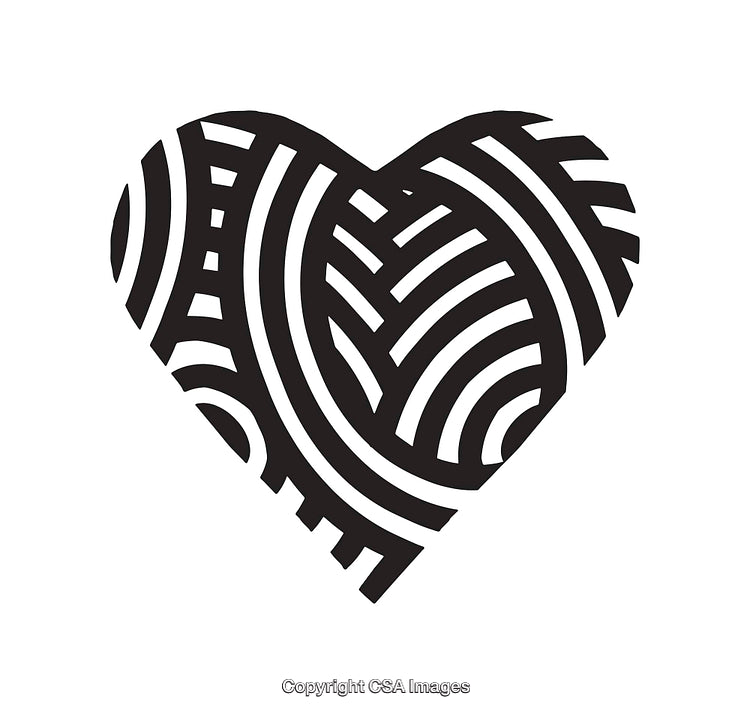 Abstract Black and White Heart with Geometric Line Patterns