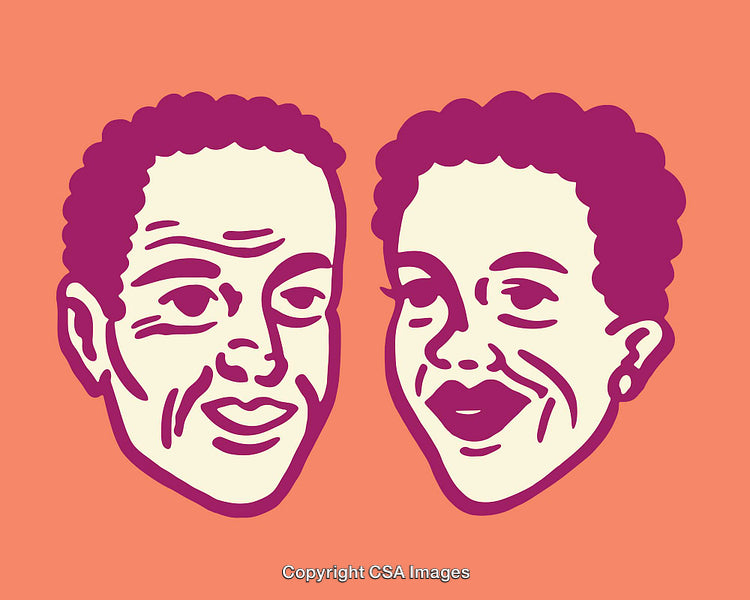 Colorful Pop Art Illustration of Two Expressive Faces