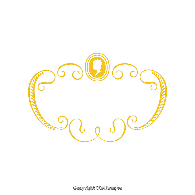 Elegant Vintage Golden Frame with Ornate Swirled Details and Cameo Medallion Accent