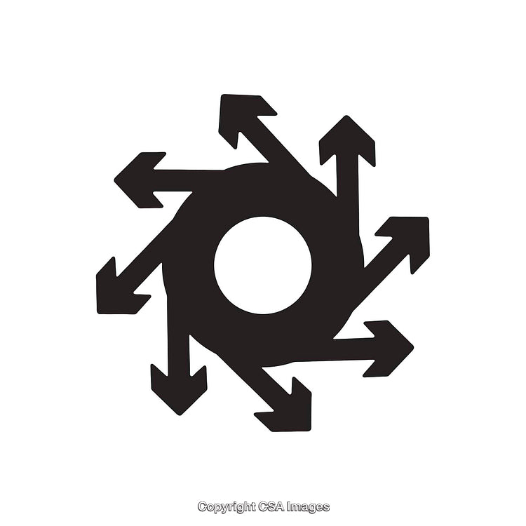 Abstract Black Circle With Arrows Pointing in Multiple Directions