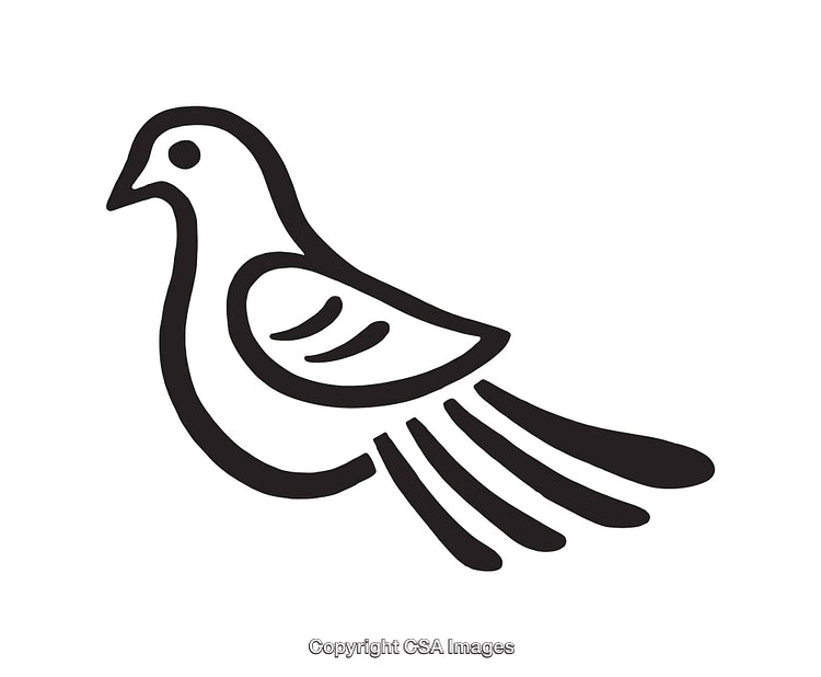 Minimalist Black and White Line Art Illustration of a Peaceful Bird