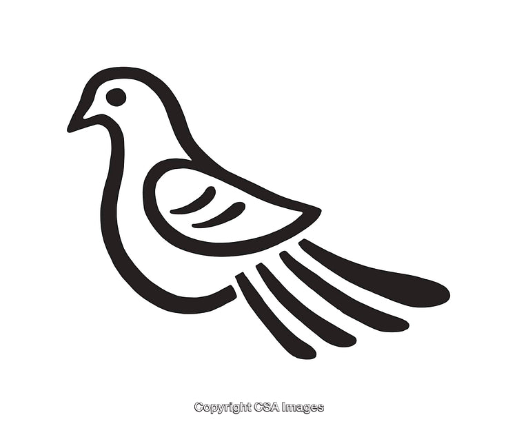 Minimalist Black and White Line Art Illustration of a Peaceful Bird