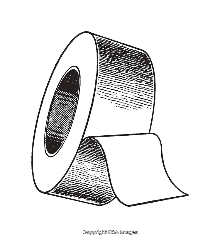 Black and White Line Art Illustration of Adhesive Roll Tape