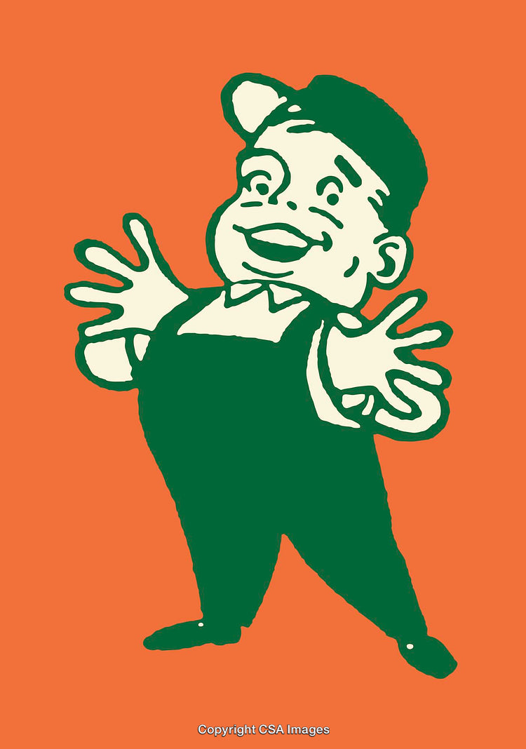 Playful Cartoon Illustration of a Happy Character With Outstretched Arms