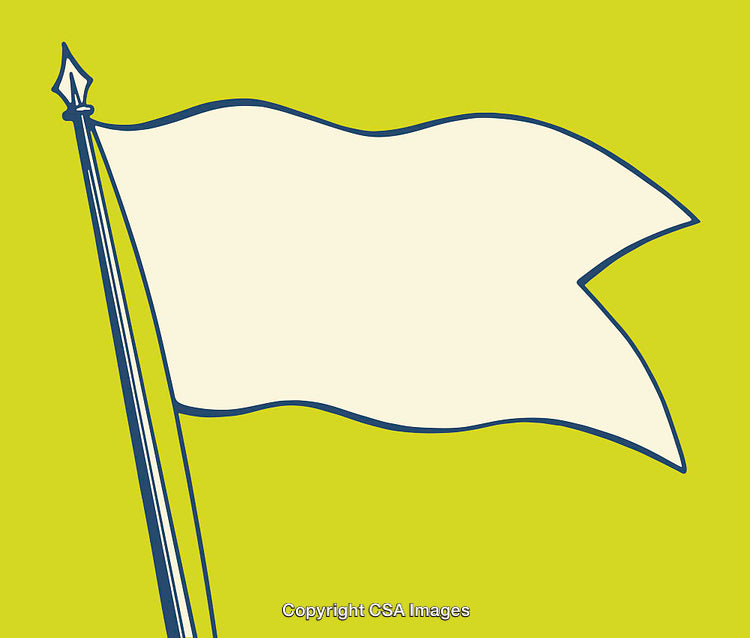 Illustrated White Flag on Yellow Background with Bold Line Art