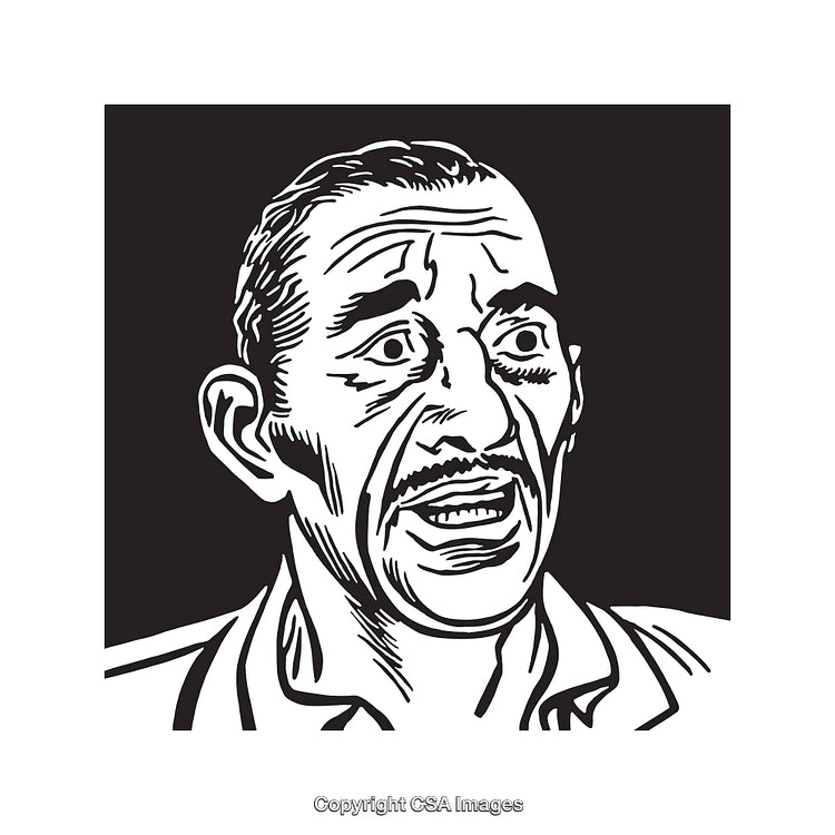 Black And White Line Art of A Surprised Male Expression