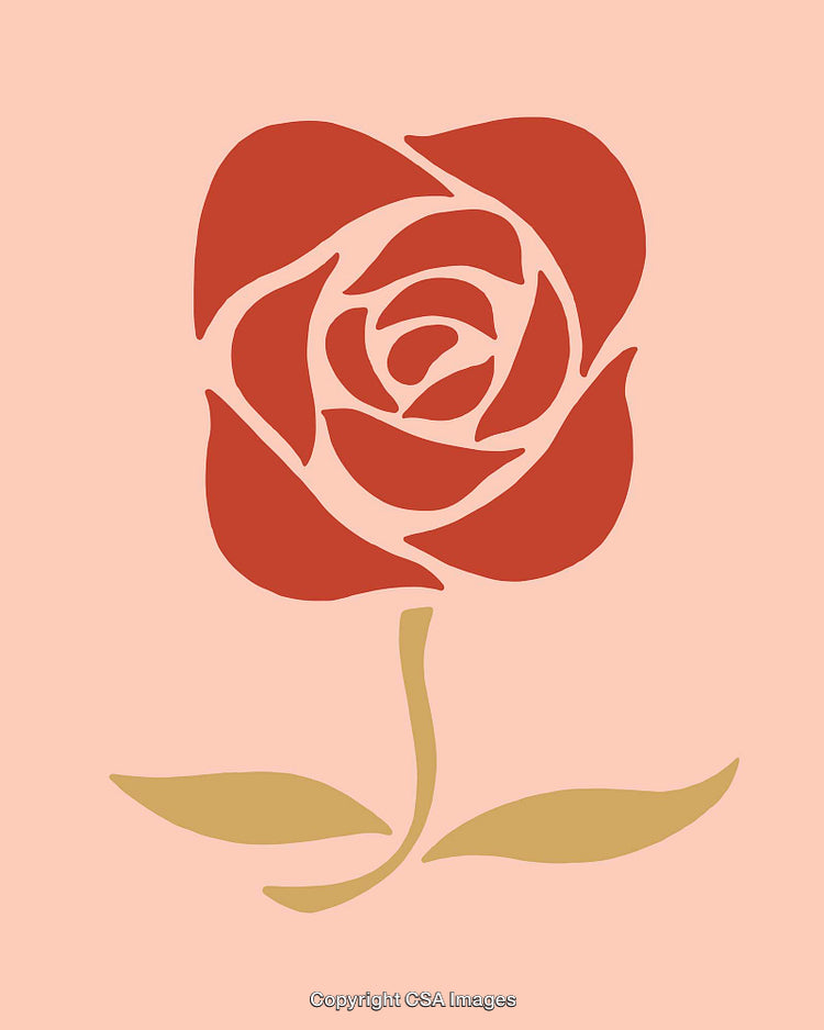 Abstract Line Art Rose Illustration on Soft Pink Background