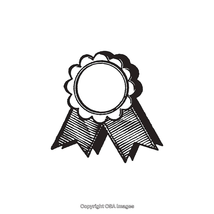 Hand-Drawn Black And White Decorative Ribbon Badge Illustration