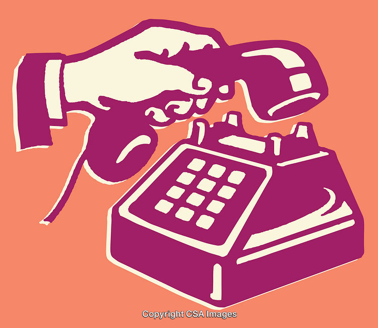 Retro Styled Illustration of a Classic Hand Telephone on Bold Background